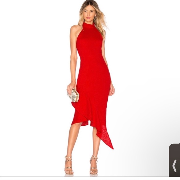 Elliatt Red Asymmetrical Halter Cocktail Dress Felice high neck - Picture 1 of 4